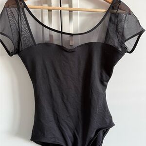 Capezio Black Leotard with Sheer Mesh Detail